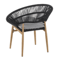 thumbnail image 6 of Tcbosik 2 Pack Lounge Chairs for Outdoor, Wicker Chair with Cushion, Papasan Style Dining Chair with Metal Frame for Patio, Garden, Backyard, Dark Gray & Teak, 6 of 9
