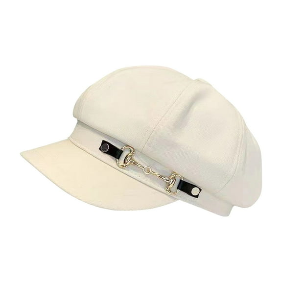 Riforla Womens Newsboy Cap Fashion PU Leather Cabbie Painter Hat Beret Cap Berets Hat for Women White