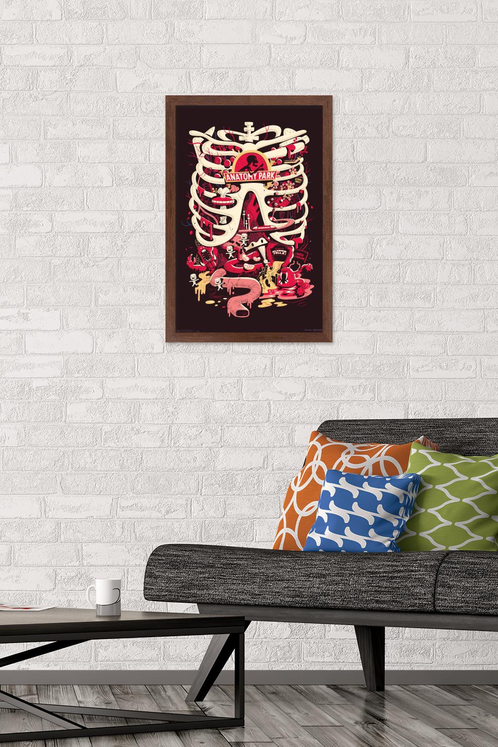 Rick And Morty - Anatomy Park Wall Poster, 14.725" x 22.375", Framed