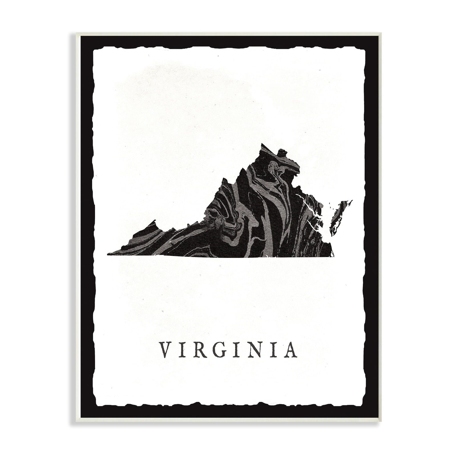 The Stupell Home Decor Collection Black and Grey Marbled Paper Virginia State Silhouette Oversized Wall Plaque Art, 12.5 x 0.5 x 18.5