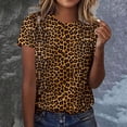thumbnail image 2 of Bibifish Womens T-Shirt Yellow Leopard Print Short Sleeve Crew Neck tee Stretchy Slim Fit Lightweight Casual Date Nights Wild Stylish Top, 2 of 4