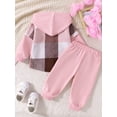 thumbnail image 5 of Little Boy Girl Pants Set Contrast Color Plaid Long Sleeve Button-up Hoodie Trousers Outfits, 5 of 9
