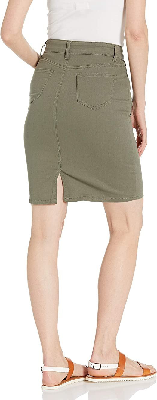Juniors Denim Teen for Jeans knee Smart basic 5 Olive Large Skirt Girls pocket, high YDX Green,