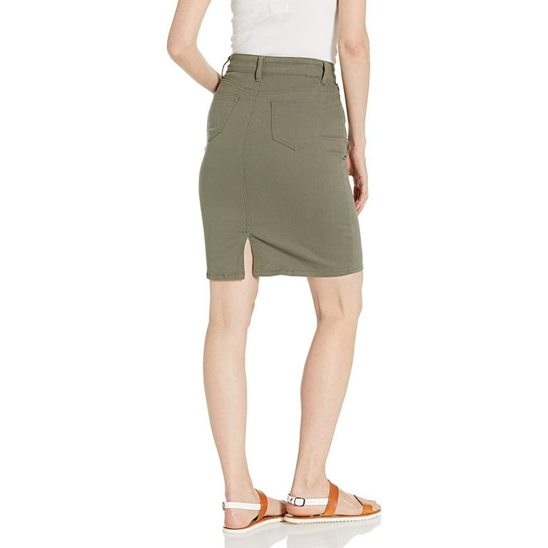 Jeans high YDX Teen Large Girls Olive Green, Smart Juniors pocket, knee Skirt Denim for 5 basic