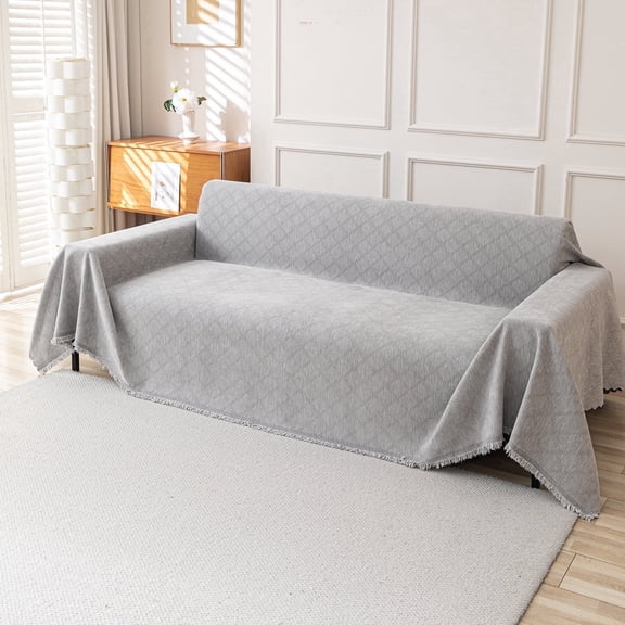 Jessy Home Sofa Cover Slipcover Couch Cover Protector Durable Multi-Function Furniture Cover for Pets Dogs Cats Home Decor Sofa Covers for Living Room 71"x 134"Light Gray