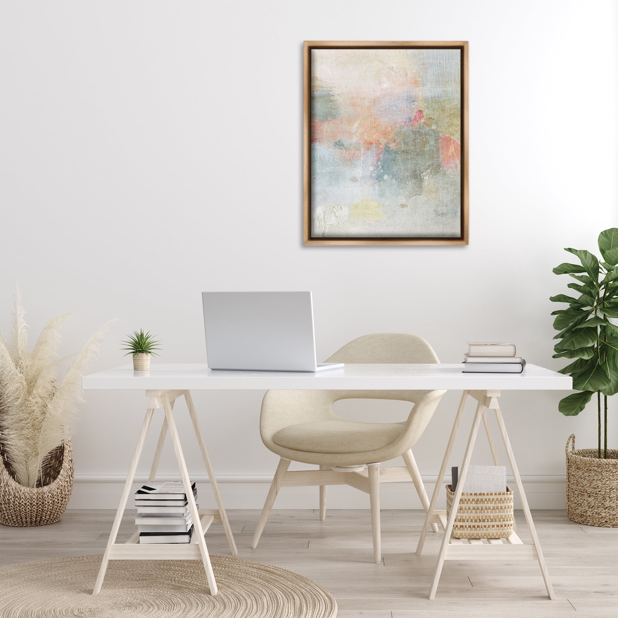Stupell Industries Subtle Transitioning Abstract Abstract Painting Brown Floater Framed Canvas Art Print Wall Art, 25 x 31