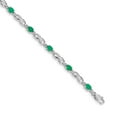 thumbnail image 4 of 14K White Gold Plated Diamond and Emerald Gemstone Bracelet, 4 of 5