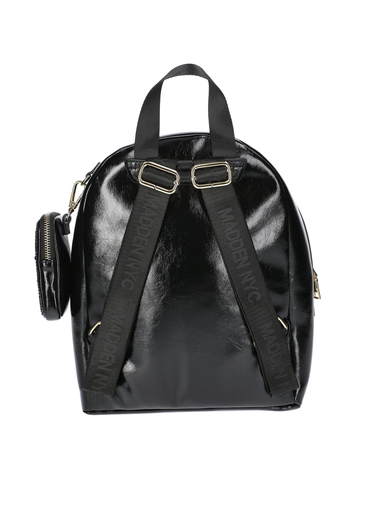 black mini leather dome backpack Madden NYC Women's Faux Leather Dome Ring Backpack, Black