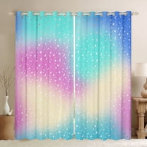 Homewish Dreamy Starry Sky Curtains Pack of 2 (42x84 Each), Kawaii Moon Stars Print Curtains Blackout, Teens Kids Boys Girls Bedroom Curtains, Window Curtains Home Decor
