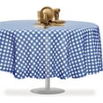 thumbnail image 6 of Blue Gingham Checkered 12 Pack Premium Disposable Plastic Picnic Tablecloth 84" Inch Round Table Cover By Grandipity, 6 of 7