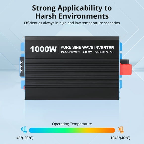 3000W Pure Sine Wave Inverter 12V Dc to 120V Ac Converter with 2 Ac Outlets, 5V/2.1A USB Port, Led Display, Remote Controller, Power Converter