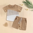 thumbnail image 2 of Ymyiu Boy Outfits Boys Quick Dry Athletic Short-Sleeve T- Shirt and Active Mesh Shorts Set 4T 5T (Khaki,4-5 Years), 2 of 8