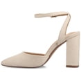 thumbnail image 3 of Journee Womens Tyyra Buckle High Block Heel Pointed Toe Pumps, Widths Available, 3 of 10
