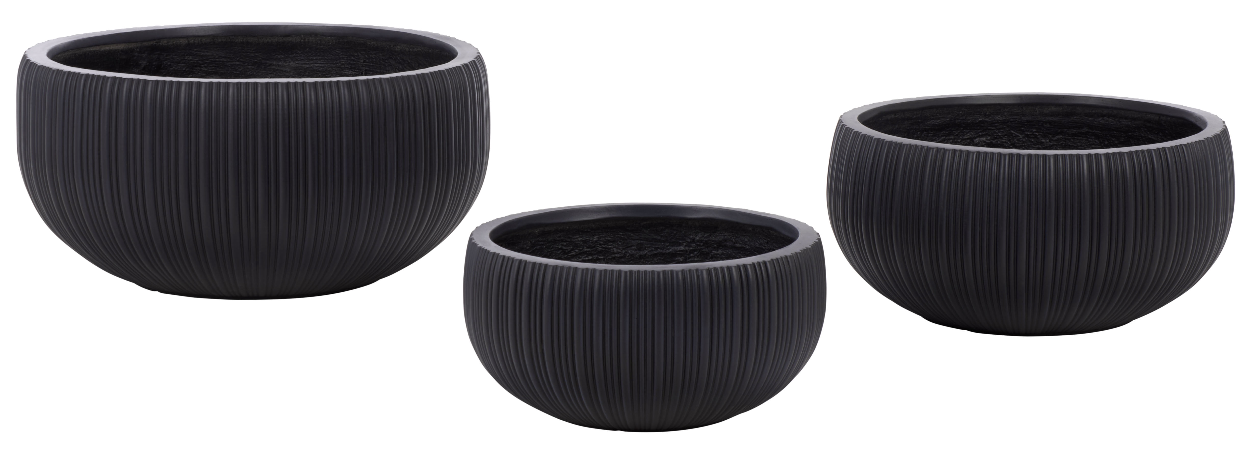 Safavieh Anita Round Black Fiber Clay Plant Pots - Set of 3