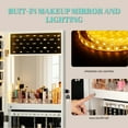 thumbnail image 4 of 42"x14" Lockable Jewelry Cabinet with LED Lights, Wall or Door Mounted Armoire with Mirror, Jewelry Oragnizer with Built-in Makeup Mirror, Full Length Mirror with Storage, White, 4 of 10