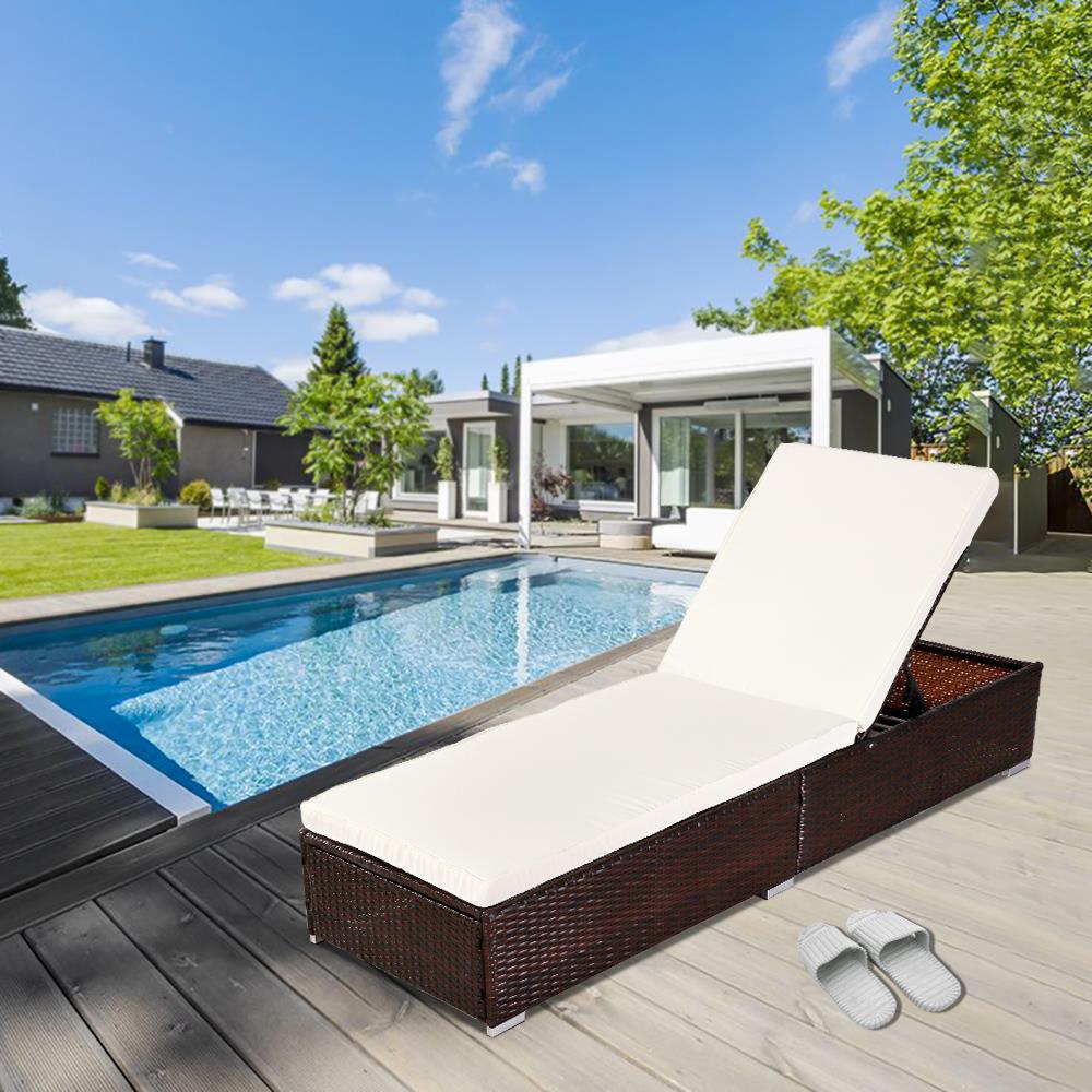 Winado Rattan Lounge Outdoor Chaise Pool Chairs with Resin Rattan Look and Adjustable Back, Wicker Recling Sunbed - image 2 of 11