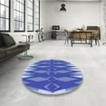 thumbnail image 4 of Ahgly Company Machine Washable Indoor Round Transitional Denim Blue Area Rugs, 5' Round, 4 of 7