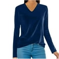 thumbnail image 2 of T Shirts for Women Velour Sweatshirt Women V Neck Long Sleeve Casual Pullover Soft Warm Shirts Velvet Tops Fall Outfits for Women 2025 Womens Fashion Top Shirts, 2 of 6