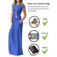 thumbnail image 2 of Cogild Womens Dresses Plain Short Sleeve Crewn Neck Empire Waist Floral Maxi Dress With Pockets, 2 of 6