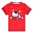 thumbnail image 3 of Traje de Hello Kitty para niños, Top con estampado de dibujos animados bonitos para niñas + Pantalones cortos, conjunto de dos piezas, camiseta de manga corta para niños + Pantalones deportivos para n, 3 of 5