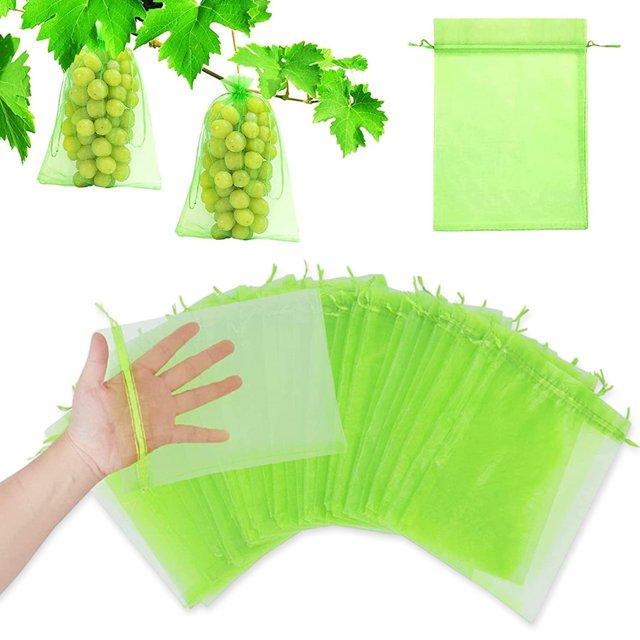 Bolsas protectoras para uvas, bolsas protectoras para uvas con cordón, 20 unidades, 20 x 30 cm, bolsas protectoras para frutas, bolsas de organza, red para uvas, bolsas de organza con cordón,