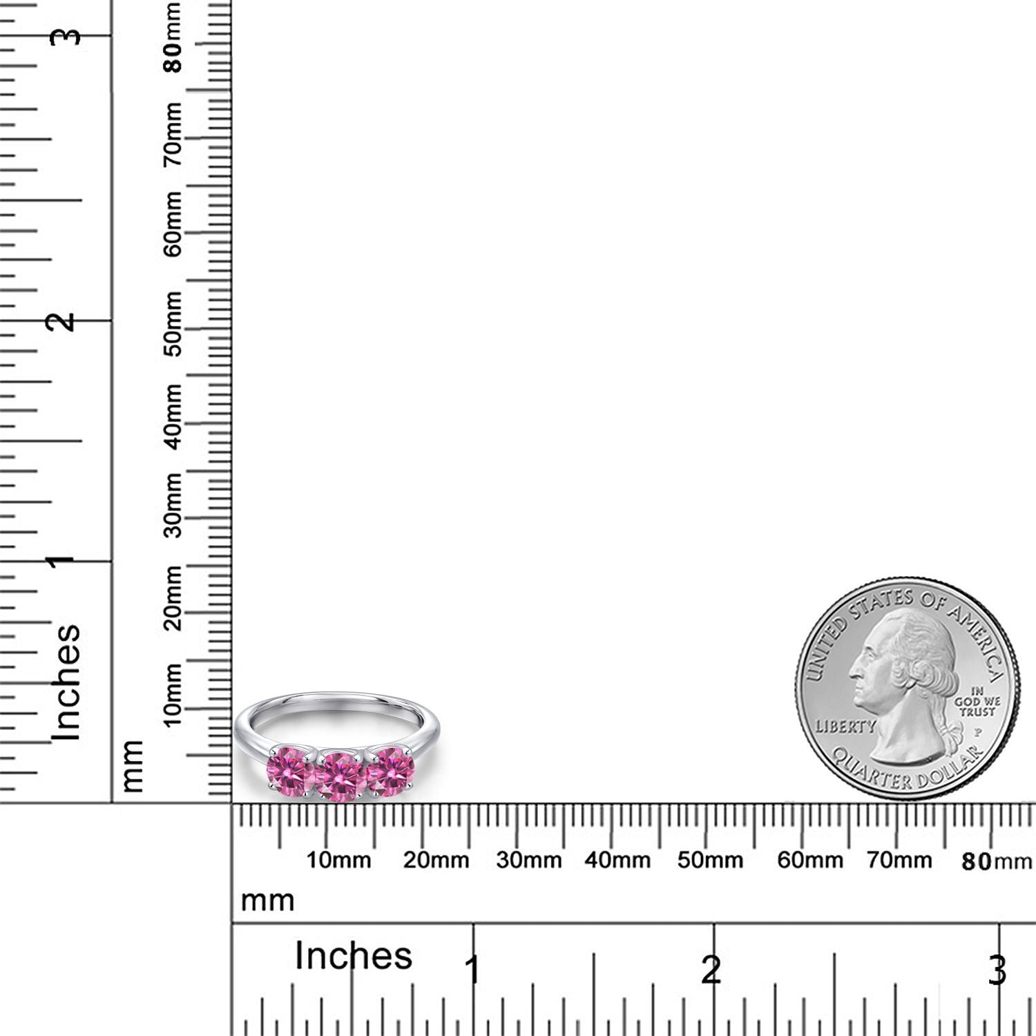 Gem Stone King 925 Sterling Silver Pink Moissanite Engagement Ring for Women | 1.50 Cttw | Round 5MM | Gemstone Birthstone | Size 5