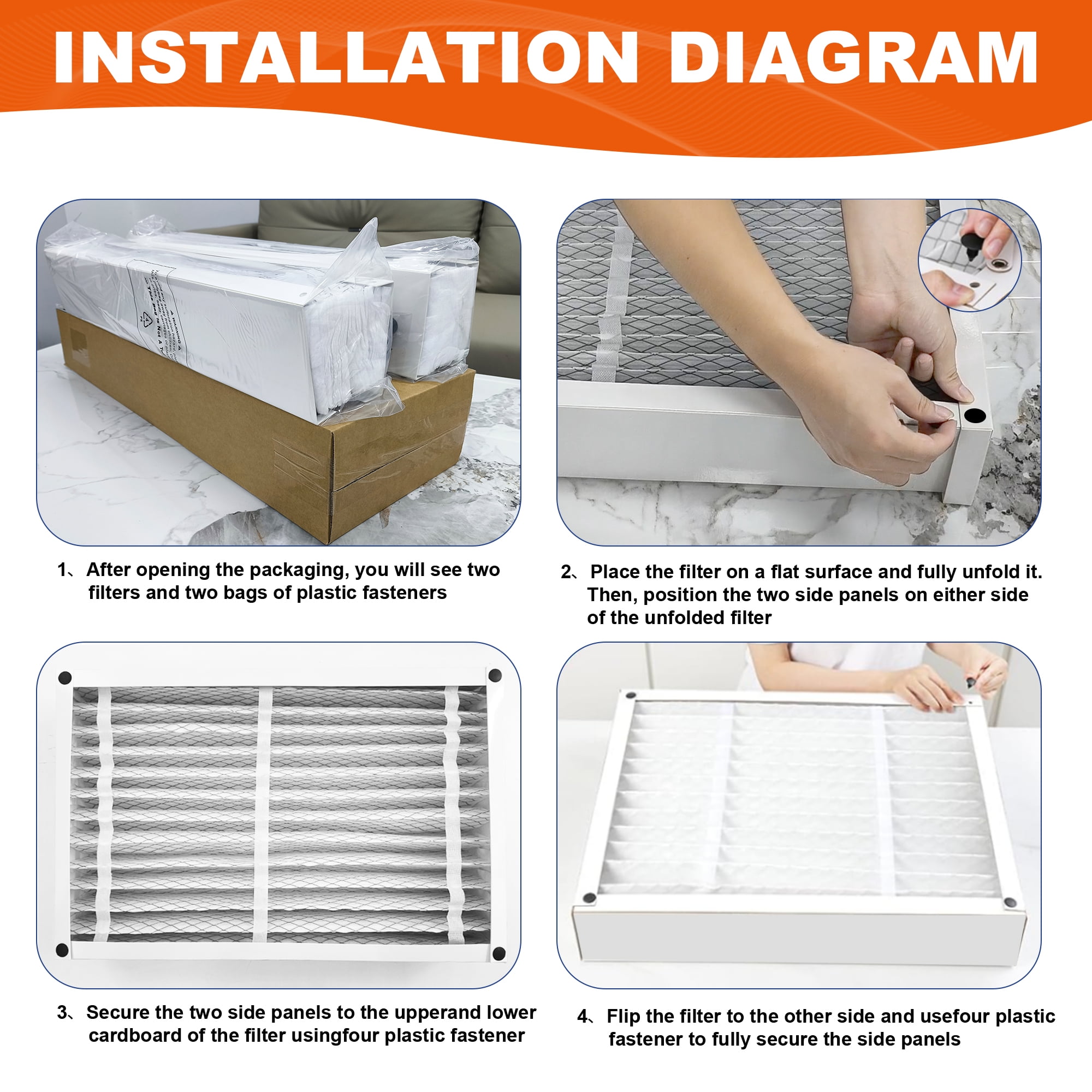 20x25x4 Air Filter Replacement, Compatible with Honeywell FC100A1037 HVAC AC Furnace MERV 11 Filters, Actual Size: 19.75’’x24.88’’x 4.38’’-2PACK