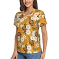 thumbnail image 2 of Zufioo White Floral and Butterflies Print Women's Classic V-neck T-shirt, V-neck Short-sleeved Tops Home Wear, Suitable for Daily Life, Work, Outdoors-Large, 2 of 8