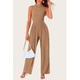 thumbnail image 4 of PRETTYGARDEN Womens Summer Jumpsuits Dressy Casual One Piece Outfits Sleeveless Mock Neck Wide Leg Pants Rompers with Pockets, 4 of 8