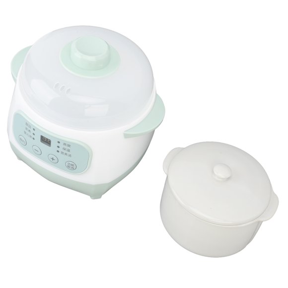 Slow Cooker, 200W 1L Small Slow Cooker with Ceramic Inner Pot Adjustable Temp and Time Automatic Portable Mini Electric Stew Pot Ceramic Soup Porridge Cooker for Home