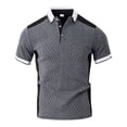 thumbnail image 3 of Color Block Polo Shirts for Men Summer Casual Short Sleeve Textured Collared Slim Fit Work Tshirts Golf Shirt, 3 of 9