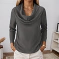 thumbnail image 2 of 2026 Women Fashion Sweater Solid Elegant Cowl Neck Knitted Long Sleeve Fall Winter Clothes Grey, 2 of 4