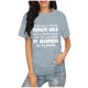 thumbnail image 1 of Gibobby Blusa Casual de Mujer Top moda Blusa manga corta con estampado mujer Camiseta con letras Blusa mujer con cuello redondo(Gris,M), 1 of 5