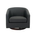 thumbnail image 2 of MINCETA Accent Chairs,Oversized 360 Swivel Barrel Chairs(Seat Area:23.6"D x 24.4"W),Modern Boucle Armchair with Wood Base for Living Room and Bedroom,PU Leather in Dark Gray, 2 of 4