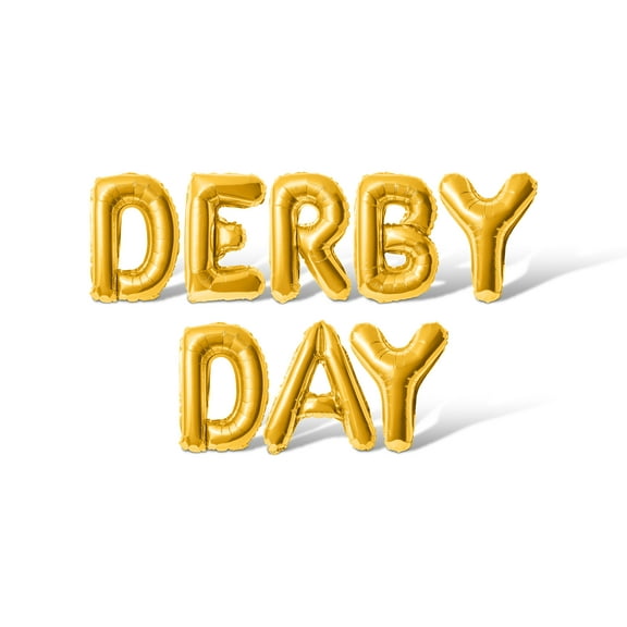 Letter Balloons - DERBY DAY 16" Inch Alphabet Letters Foil Mylar Balloon Kentucky Derby Day Party Banner (Gold)