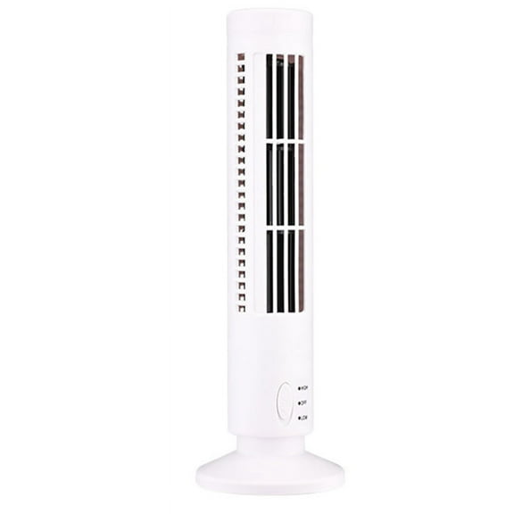 New USB Tower Fan Bladeless Fan Tower Electric Fan Mini Vertical Air Conditioner, Bladeless Standing Fan White