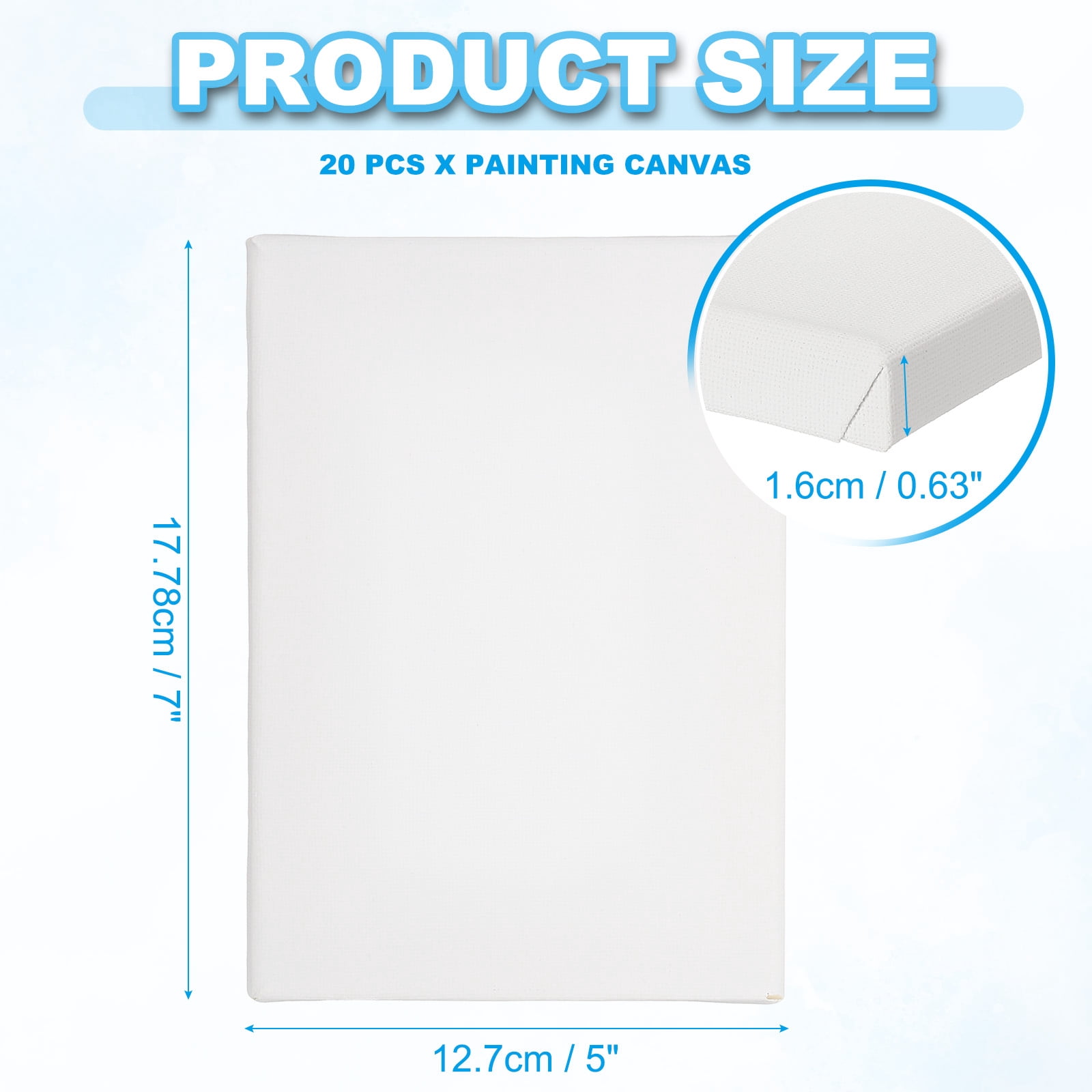 Uxcell Painting Canvas, 20 Pack 5x7" Blank Cotton Canvas Drawing Board Acrylic Oil Paint Set Art Supplies for Watercolor Oil Acrylic Gouache Tempera