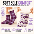 thumbnail image 2 of Girls Chenille Yarn Cabin Socks, 2 Pack, Soft Sole Sherpa Lined with Silicone Grippers, PURPLE, M/L, 2 of 8