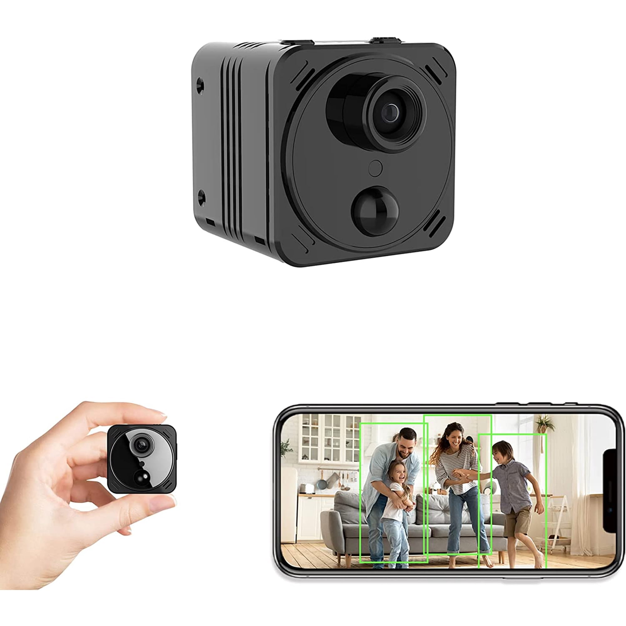 4K Mini Spy Camera WiFi Hidden Wireless Nanny Cam Small Indoor Home Security Secret Cameras Tiny Micro Surveillance Camera with Night Vision AI Human Detection PIR Long-Lasting Battery Life