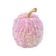 thumbnail image 5 of Glitter Velvet Pumpkin Ornament, Fall Halloween Tabletop Decor, Realistic Soft Velvet Pumpkin for Mantel Storefront Desktop Display, Pink Thanksgiving Harvest Home Decoration, 5 of 5