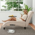 thumbnail image 7 of FFH Chaise Lounge Indoor, Velvet Button-Tufted Chaise Lounge Chair with Bolster Pillow, Beige, 7 of 7