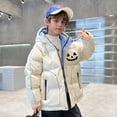 thumbnail image 2 of Odeerbi Kids Boys Girls Hooded Puffer Jacket Halloween Pumpkin Winter Coats Thermal Padded Coat Down Jacket Warm Clothes 5-16 Years Kids Long Sleeve Outerwear Heavy Coat White, 2 of 5