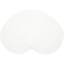 Namzi Round Braided Placemats Set of 6 Round Table Mats for Dining Table 15 inch Washable Cotton Polyester Place Mat (White, 6)