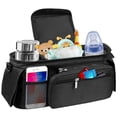 thumbnail image 1 of Organizador de cochecito con bolsillo para refrigerios y portavasos - Ajuste universal para la mayoría de los cochecitos - Incluye correa para el hombro, refrigerios e hidratación, 1 of 5
