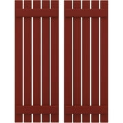 Ekena Millwork 19 1/2"W x 73"H Americraft Five Board (2 Batten) Exterior Real Wood Spaced Board-n-Batten Shutters (Per Pair), Pepper Red
