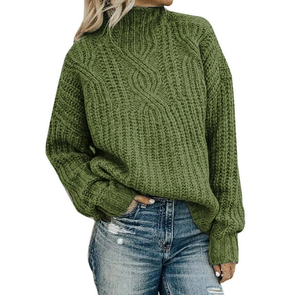 Dtydtpe Womens Sweaters, Christmas Sweaters for Women 2023, Women's Fall and Winter Turtleneck Solid Color Knit Closing Sleeve Suitable for Daily Commute Wear Casual Lohas Time Pullover Sweater Ag