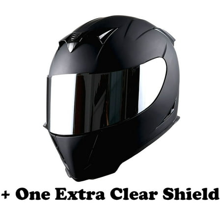 - 1Storm Motorcycle Full Face Helmet Street Bike Skull King HJK311 + One Extra Clear Shield; Matt Black