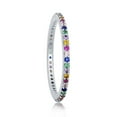 thumbnail image 2 of Daily Delight TheJewelryHut Designer Sterling Silver Rainbow CZ Thin Band Ring, 2 of 2