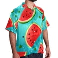 thumbnail image 2 of Watermelon Men's Casual Button Down Short Sleeve Printed Summer Beach Shirts, 2 of 6