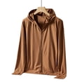 thumbnail image 1 of Hombres UPF 50+ Protección Solar Ligera Chaqueta con Capucha y Cremallera Completa Chaqueta de Manga Larga a Prueba de Sol para Pesca Senderismo Al Aire Libre Marrón XL YUNYI BRAND  Deportes, 1 of 8